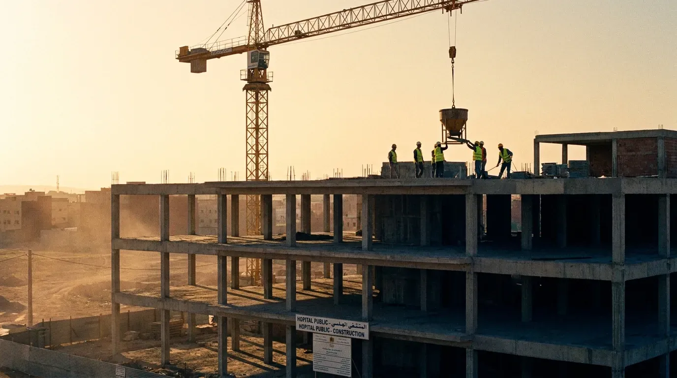 Structure d'un grand bâtiment public sous grue à tour